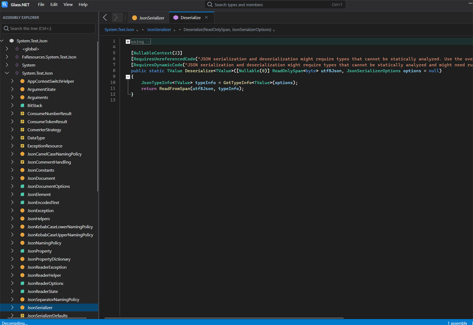 Jump straight to a single method — decompiled on demand, instantly.